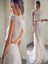 A Line Scoop Open Back Beaded Two Pieces Tulle Prom Dresses LBQ3252